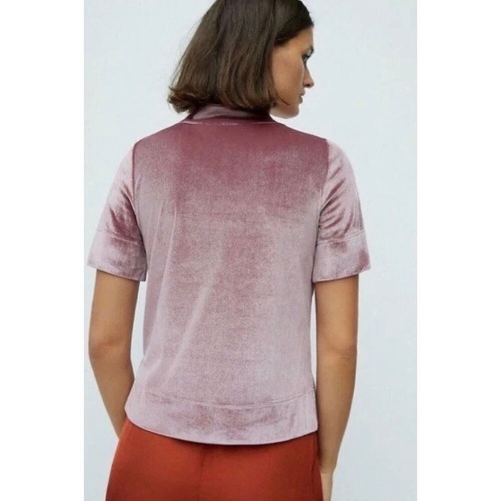 ANTHROPOLOGIE Krishna Crushed Velvet Mock Neck Top Dusty Rose Pink Size Small - Picture 5 of 9